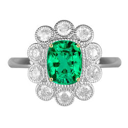 Smaragd Vintage Sieraadsteen Ring 2 karaat in Tweekleurig 14K