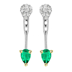Tweekleurig 14K Goud Colombiaanse Smaragd Gemstone Earring