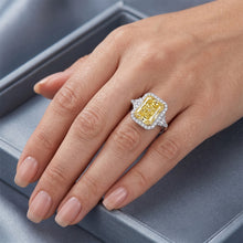 Afbeelding in Gallery-weergave laden, VVS Zuiverheid Fancy Gele Diamant Halo Zetting Ring 3 karaat
