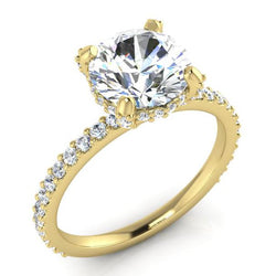Verborgen Halo Ronde Pavé Natuurlijke Echte Diamanten (Niet Labgekweekt) Ring