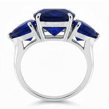 Afbeelding in Gallery-weergave laden, Verborgen Halo Kussen &amp; Trillion Ceylonese Saffier Natuurlijke uit de aarde gewonnen Diamanten Ring WG 14K
