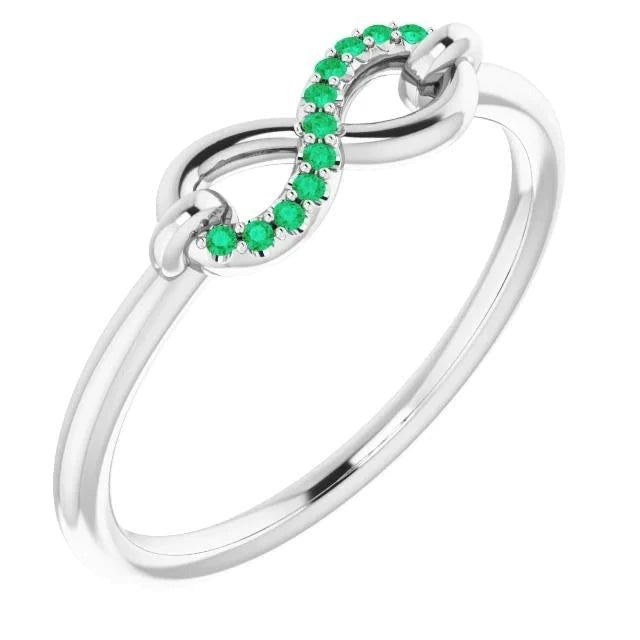 Verjaardag trouwring groene smaragd 0,25 karaat Infinity sieraden nieuw