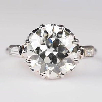 Verloving 3 Stenen ring Stokbrood Oude Mijnwerker Rnde Echt Diamanten 3,75 Karaat