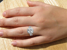 Afbeelding in Gallery-weergave laden, Verlovings Jubileumring Set 5 Karaats Echt Diamant Kussen Gesneden Wit Goud 14K
