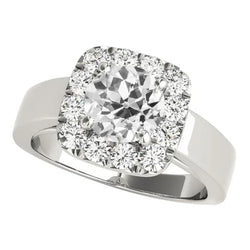 Verlovingsring Halo Rond Old Mine Cut Echte Natuurlijke uit de aarde gewonnen Diamanten Ring Sieraden 4.50 Karaat