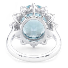 Afbeelding in Gallery-weergave laden, Verlovingsring 11.50 ct rond aquamarijn en Natuurlijke echte diamanten ( niet in een laboratorium gekweekt ) witgoud
