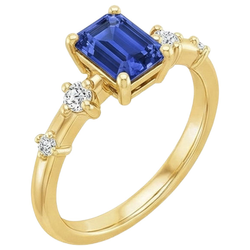 Verlovingsring 5 Stenen Smaragd Blauwe Saffier & Diamant 3,50 Karaat