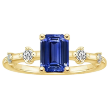 Afbeelding in Gallery-weergave laden, Verlovingsring 5 Stenen Smaragd Blauwe Saffier &amp; Diamant 3,50 Karaat
