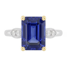 Afbeelding in Gallery-weergave laden, Verlovingsring 5 stenen smaragd blauwe saffier Natuurlijke echte diamant ( niet in het laboratorium gekweekt )en 2,25 karaat
