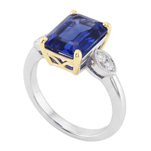 Afbeelding in Gallery-weergave laden, Verlovingsring 5 stenen smaragd blauwe saffier Natuurlijke echte diamant ( niet in het laboratorium gekweekt )en 2,25 karaat
