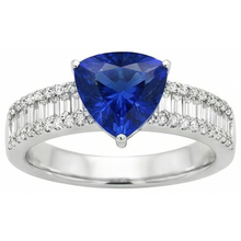 Afbeelding in Gallery-weergave laden, Verlovingsring Edelsteen Blauwe Saffier &amp; Diamanten 4 Karaat Nieuw
