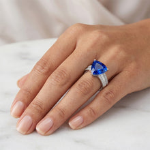 Afbeelding in Gallery-weergave laden, Verlovingsring Edelsteen Blauwe Saffier &amp; Diamanten 4 Karaat Nieuw
