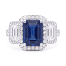 Afbeelding in Gallery-weergave laden, Verlovingsring Met Saffier En Diamanten

