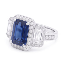 Afbeelding in Gallery-weergave laden, Verlovingsring Met Saffier En Diamanten
