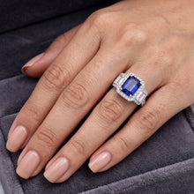 Afbeelding in Gallery-weergave laden, Verlovingsring Met Saffier En Diamanten

