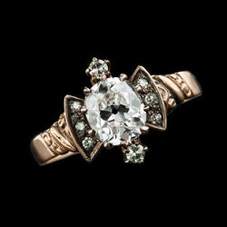 Verlovingsring Oud Geslepen Kussen Natuurlijke uit de a aarde gewonnen Diamant Antieke Stijl 4.25 Karaat