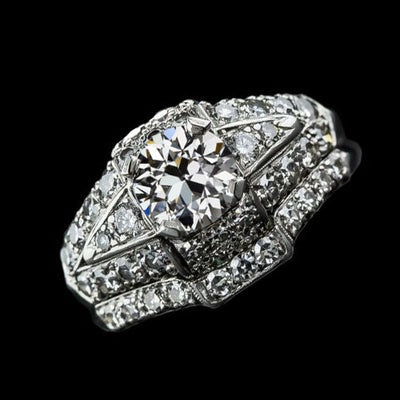 Verlovingsring Set Oud Geslepen Ronde Echt Diamanten Gespleten Schacht 4,25 Karaat