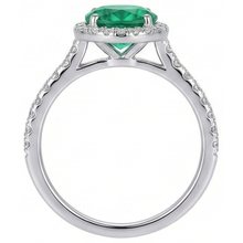 Afbeelding in Gallery-weergave laden, Verlovingsring Rond Geslepen Groene Smaragd GIA Natuurlijke uit de aarde gewonnen Diamant Witgoud 14K 5 Ct
