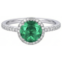 Afbeelding in Gallery-weergave laden, Verlovingsring Rond Geslepen Groene Smaragd GIA Natuurlijke uit de aarde gewonnen Diamant Witgoud 14K 5 Ct
