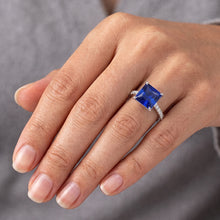 Afbeelding in Gallery-weergave laden, Verlovingsring met blauwe saffier GIA GECERTIFICEERD en pavé diamanten 7,14 karaat
