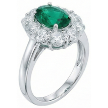 Afbeelding in Gallery-weergave laden, Verlovingsring Ovaal Geslepen Groene Smaragd GIA Met Natuurlijke uit de aarde gewonnen Diamant Witgoud 14K 6.5 Karaat
