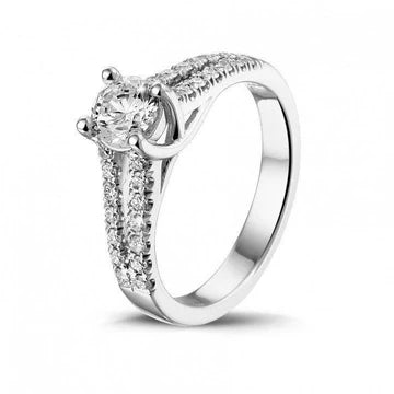 Verlovingsring 2,90 Ct Ronde Briljant Geslepen Echt Diamanten 14 Kt Witgoud