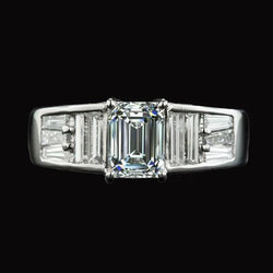 Verlovingsring met Baguette & Smaragd Natuurlijke uit de aarde gewonnen Diamanten Prong Gezet 5.50 Karaat