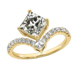 Verlovingsring Enhancer Kussen Oude Mijnwerker Echte Natuurlijke uit de aarde gewonnen Diamant 5 Karaat Goud 14K