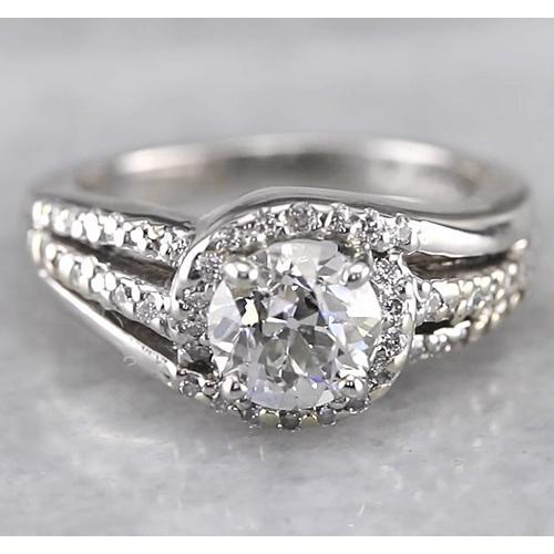 Verlovingsring Halo Ronde Echt Diamanten Ring 2 Karaat Witgoud 14K