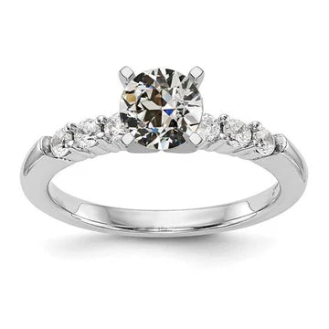 Verlovingsring Met Accenten Ronde Oud Geslepen Echt Diamant 2,50 Karaat