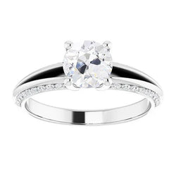 Verlovingsring met accenten, rond, oud geslepen, natuurlijke, uit de aarde gewonnen diamanten, 5 karaat, prong gezet