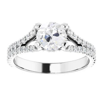 Verlovingsring Old Mine Cut Echt Diamond Split Shank 5 Karaat Sieraden