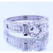 Afbeelding in Gallery-weergave laden, Verlovingsring Rond &amp; Baguettes Echt Diamant 2,50 Karaat
