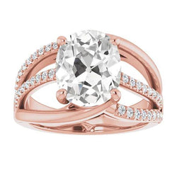 Echte Verlovingsring Rond & Ovaal Oude Mijnwerker Diamanten Sieraden 7.75 Karaat