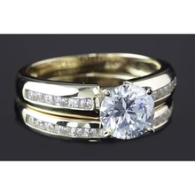 Afbeelding in Gallery-weergave laden, Verlovingsring Set Ronde Echt Diamant 3 Karaat Sieraden Nieuw Geel Goud 14K
