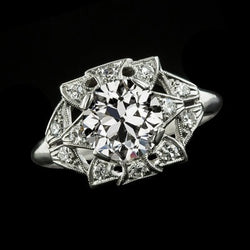 Verlovingsring Oud Slijpsel Rond Natuurlijke uit de aarde gewonnen Diamanten Vintage Stijl 3.50 Karaat