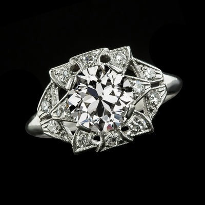 Verlovingsring oud Geslepen Ronde Echt Diamanten Vintage Stijl 3,50 Karaat