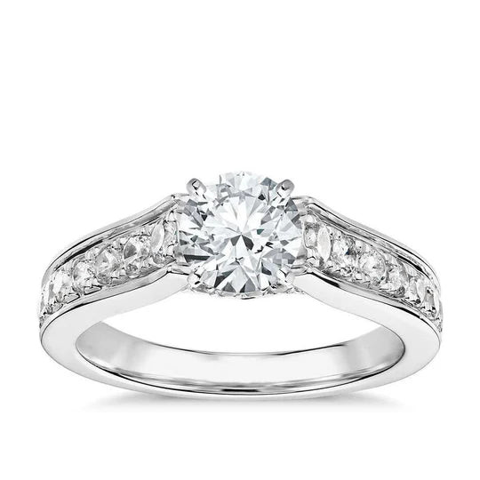 Vier Prong Set 3,40 Ct Fonkelende Echt Diamanten Verlovingsring Goud 14K