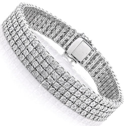 Herenarmband Witgoud met Vier Rijen Ronde Geslepen 16 Karaat uit de aarde gewonnen Diamanten