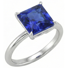Afbeelding in Gallery-weergave laden, Natuurlijke Echte (Niet Labgekweekt) 5 Karaat Vierkant Geslepen Saffier Solitaire Ring
