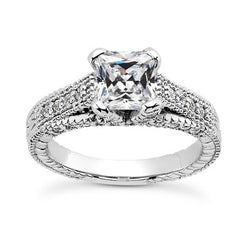 Vierkante Slijpvorm Oude Mijnwerker Natuurlijke uit de aarde gewonnen Diamanten Fantasie Ring Vintage Stijl 4 Karaat