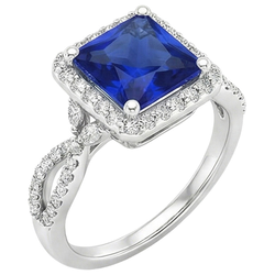 Vierkante Blauwe Saffierring