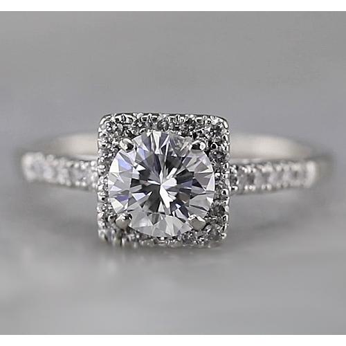 Vierkante Halo Echt Diamanten Geaccentueerde Ring 1,50 Karaat Witgoud