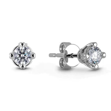 Viertanden Set 2 Ct Ronde Geslepen Echt Diamanten Oorknopjes Kroonzetting Goud 14K