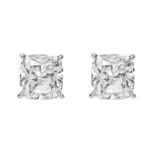 Afbeelding in Gallery-weergave laden, Viertanden Set Grote Kussen Geslepen Echt Diamanten Oorknopjes Wit Goud 4 Ct
