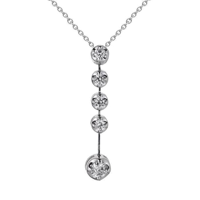 Vijf Stenen Ronde Geslepen Echt Diamanten Hanger Ketting 3,0 Karaat Witgoud 14K