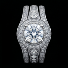 Afbeelding in Gallery-weergave laden, Vintage Jubileum Ring Set 4 Karaat Ronde Diamant Wit Goud 14K
