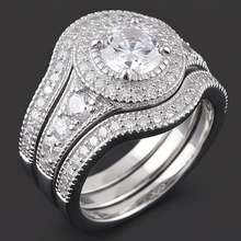 Afbeelding in Gallery-weergave laden, Vintage Jubileum Ring Set 4 Karaat Ronde Diamant Wit Goud 14K
