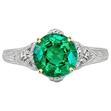 Afbeelding in Gallery-weergave laden, Fijne Smaragd Edelsteen Ring 2,50-karaat Tweekleurig 14K Goud – vooraanzicht

