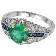 Afbeelding in Gallery-weergave laden, Rond Geslepen Colombiaanse Smaragd ring in 14K – vooraanzicht
